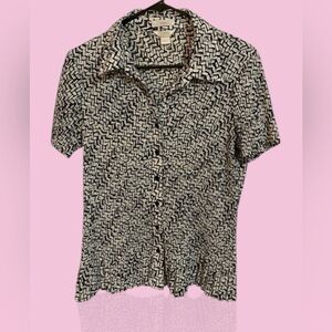 Christopher & Banks Black and White Geometric Shirt